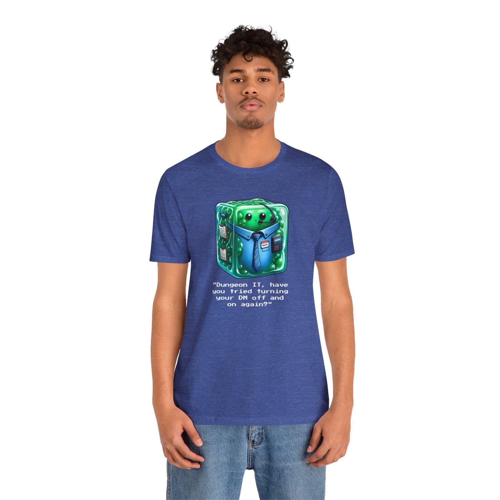 Dungeons & Dragons Gelatinous Cube Tech Support Graphic Tee Shirt DnD TTRPG - Subtle Blue M