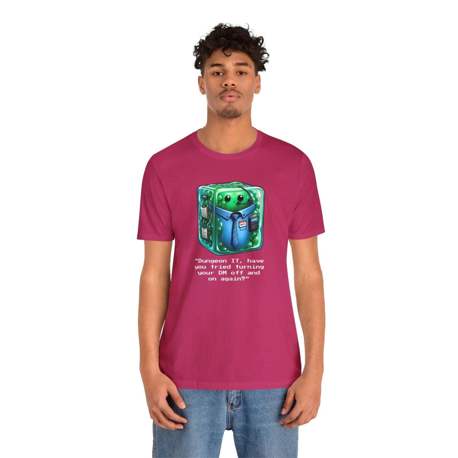 Dungeons & Dragons Gelatinous Cube Tech Support Graphic Tee Shirt DnD TTRPG - Subtle Blue M