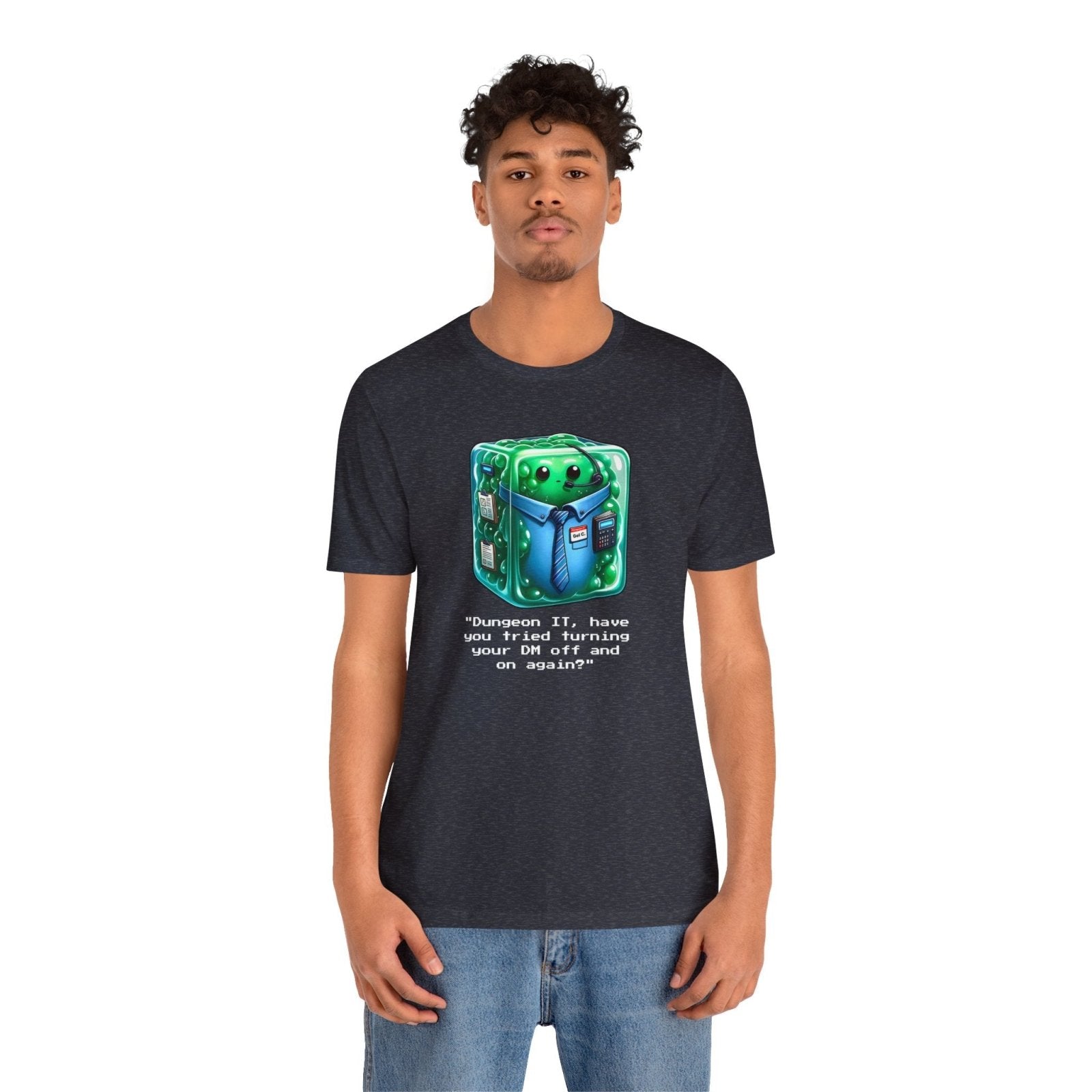 Dungeons & Dragons Gelatinous Cube Tech Support Graphic Tee Shirt DnD TTRPG - Subtle Blue M