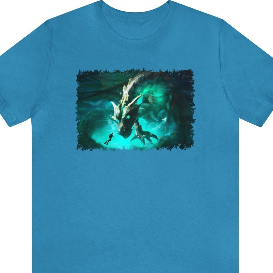 Atlantis Dragon Unisex T-Shirt, geek fashion, nerd apparel - Subtle Blue M