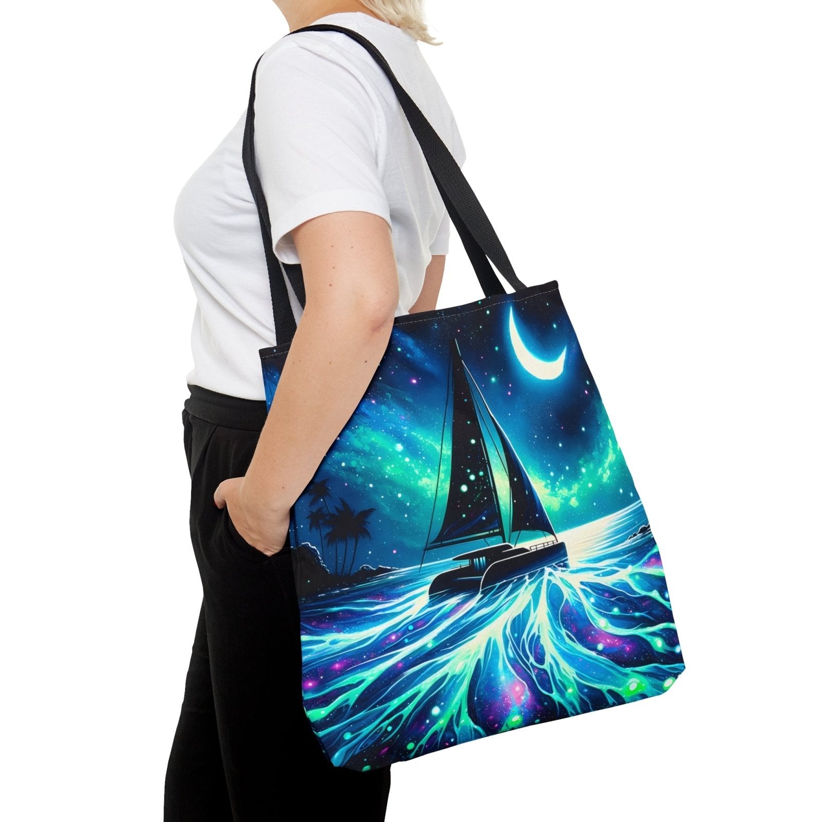 Bioluminescent Voyage Tote Bag - Subtle Blue M