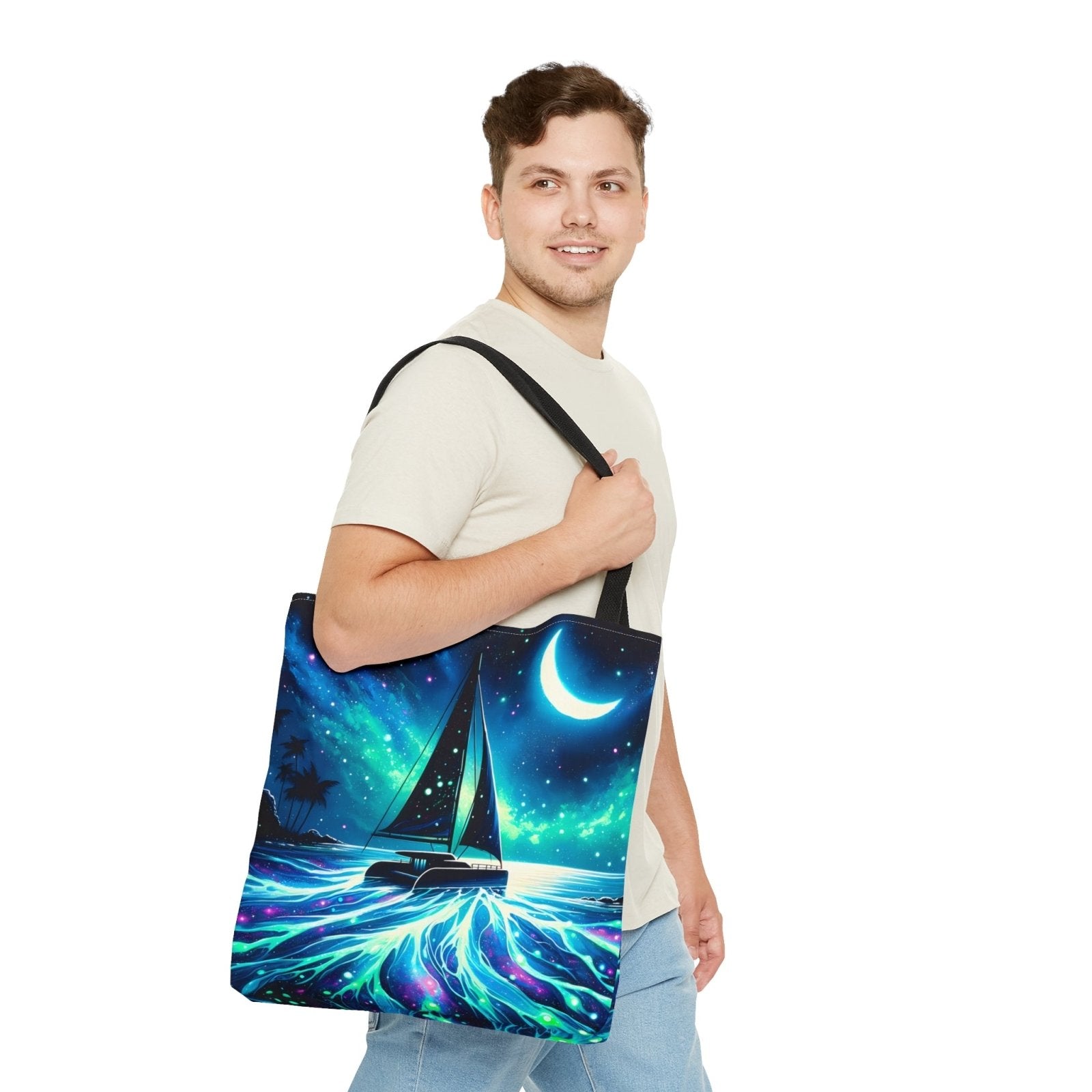 Bioluminescent Voyage Tote Bag - Subtle Blue M