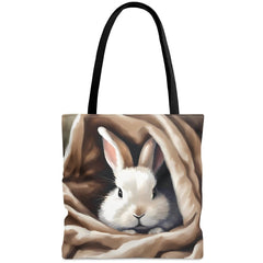 Bunny Gaze Tote Bag, adorable rabbit bag, cute bunny accessories - Subtle Blue M