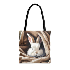 Bunny Gaze Tote Bag, adorable rabbit bag, cute bunny accessories - Subtle Blue M