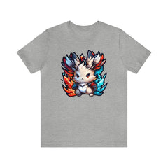 Bunny of Fire and Ice Unisex Short Sleeve Tee, bunny apparel, rabbit fashion, Athletic Heather - Subtle Blue M