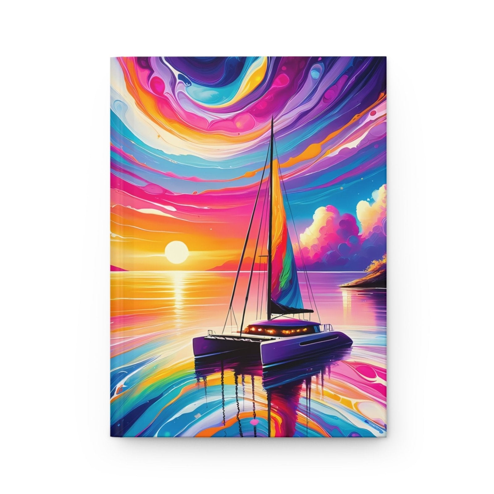 Catamaran in Rosy Dusk Hardcover Journal Matte - Subtle Blue M