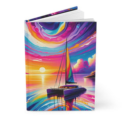 Catamaran in Rosy Dusk Hardcover Journal Matte - Subtle Blue M