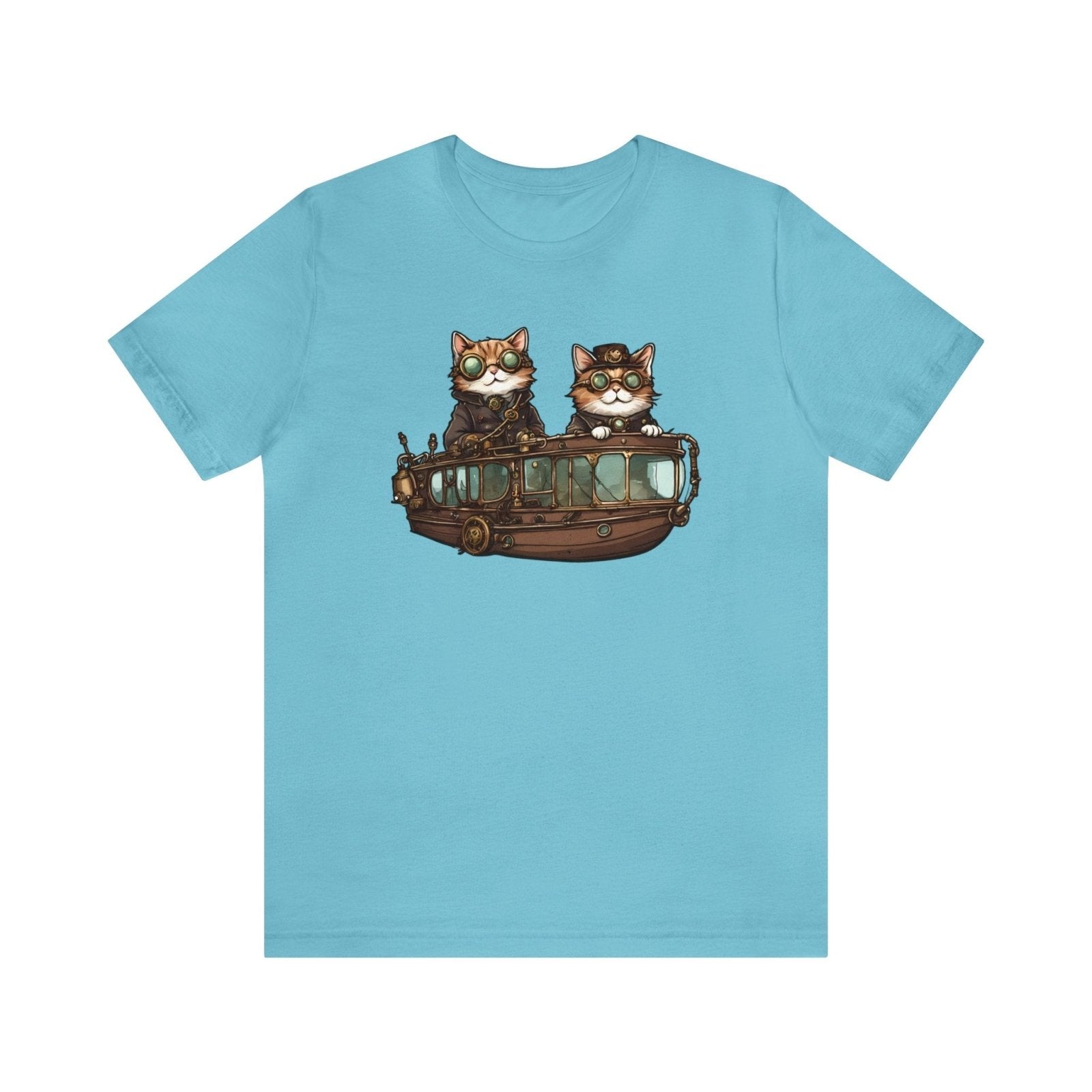 Cats' Steampunk Odyssey Unisex Tee - Subtle Blue M