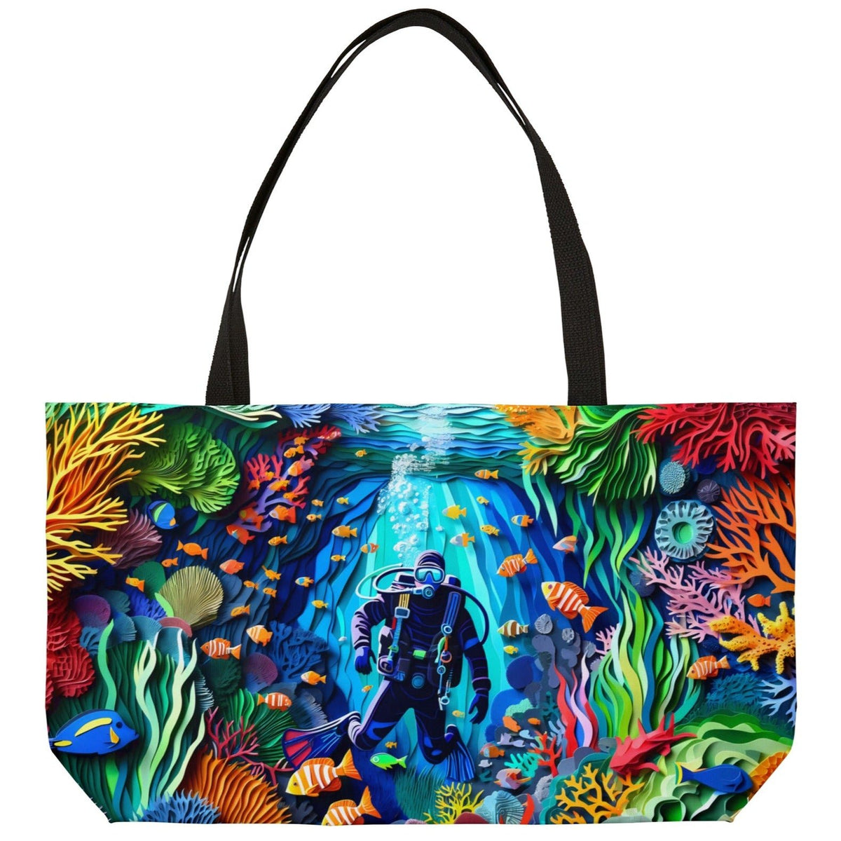 Coral Reef Odyssey Weekender Tote Bag - Subtle Blue M