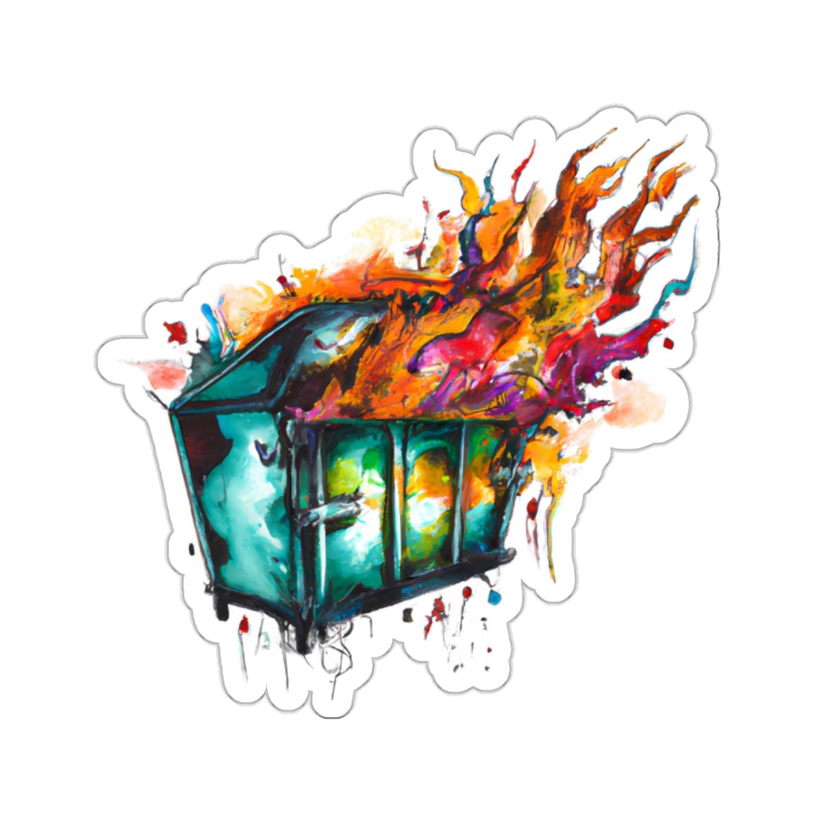 Dumpster Fire 6 Sticker - Subtle Blue M