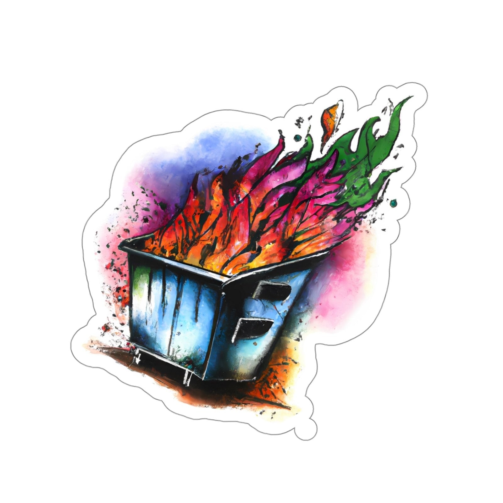 Dumpster Fire 7 Sticker - Subtle Blue M