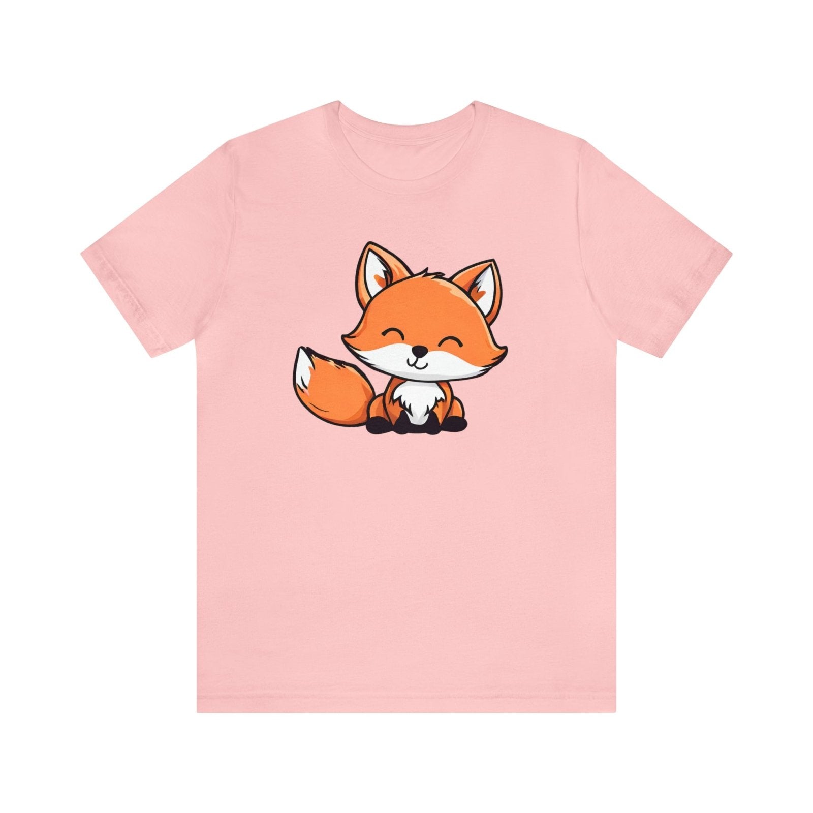 Foxy Whimsy Unisex Short Sleeve Tee, fox fashion, fox apparel, cartoon fox shirt, Pink - Subtle Blue M