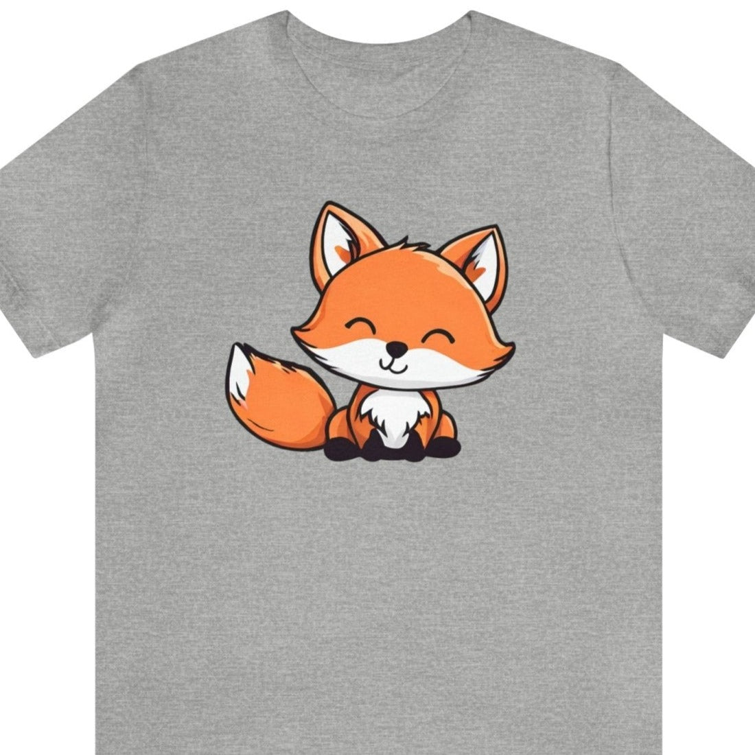 Foxy Whimsy Unisex Short Sleeve Tee, fox fashion, fox apparel, cartoon fox shirt, Athletic Heather - Subtle Blue M