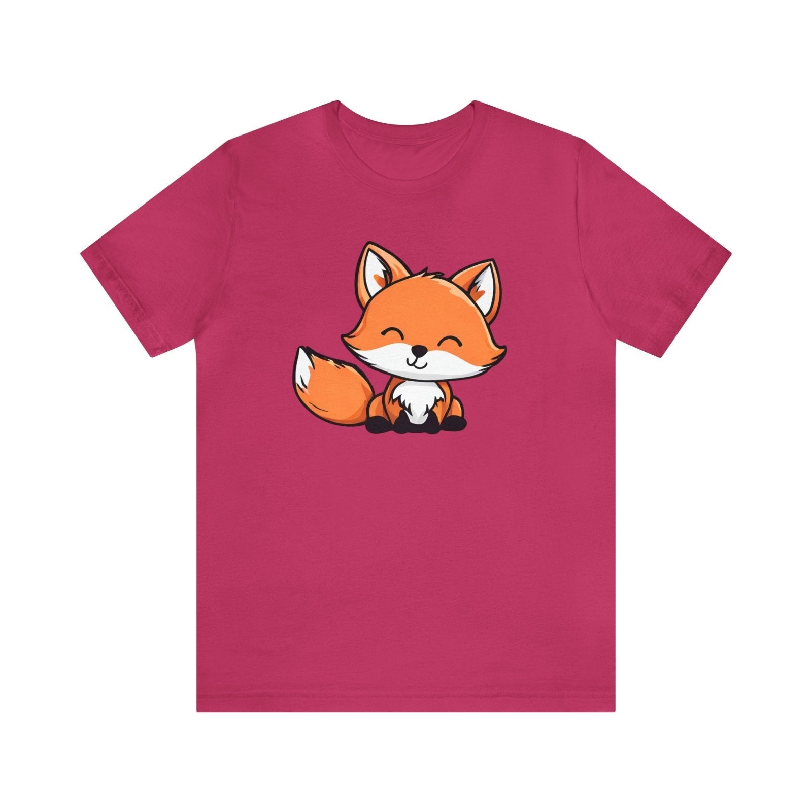 Foxy Whimsy Unisex Short Sleeve Tee, fox fashion, fox apparel, cartoon fox shirt, Berry - Subtle Blue M