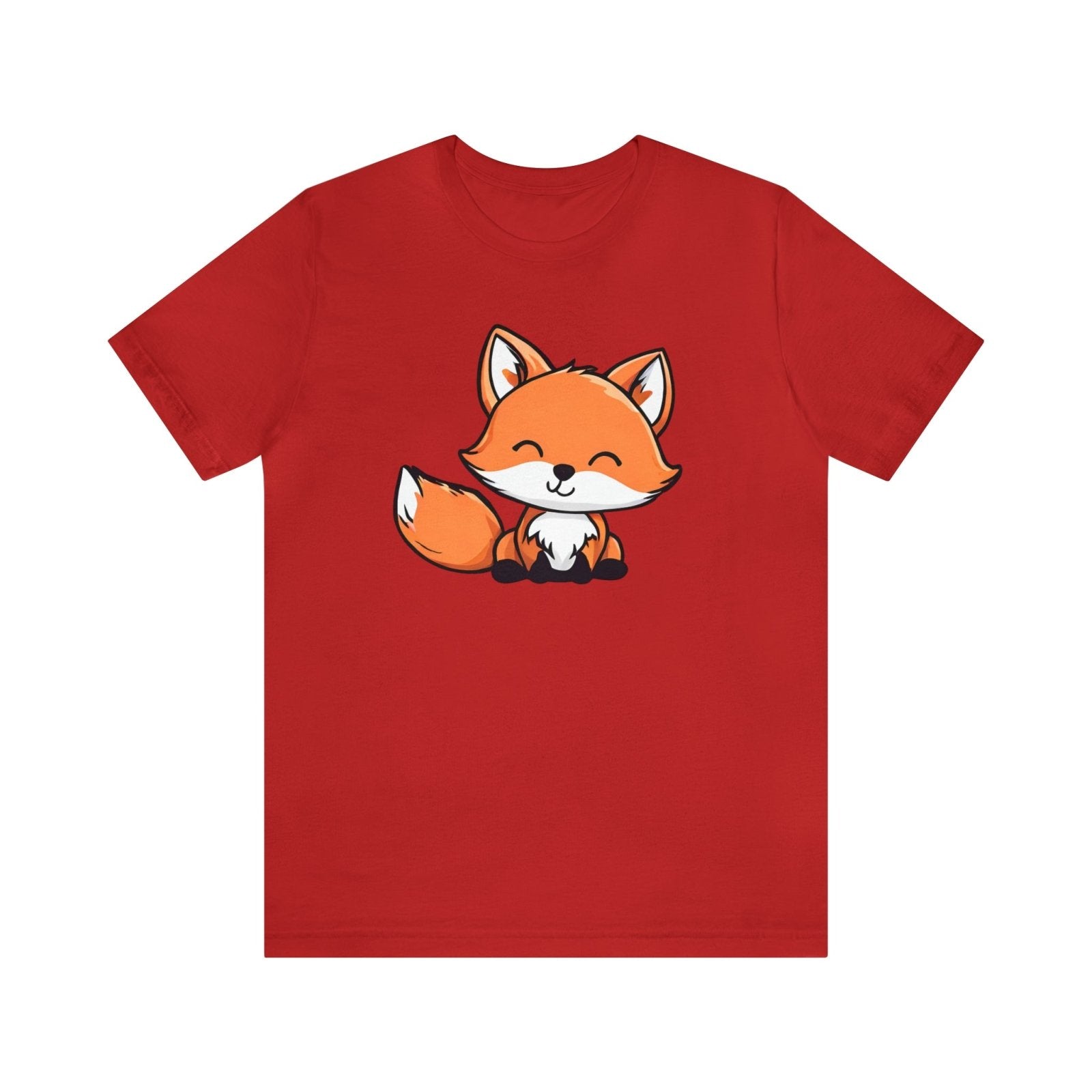 Foxy Whimsy Unisex Short Sleeve Tee, fox fashion, fox apparel, cartoon fox shirt, Red - Subtle Blue M