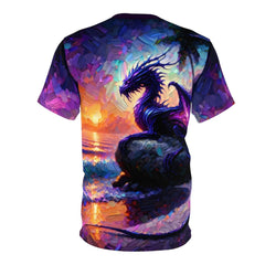 Majestic Purple Dragon Unisex Tee - Subtle Blue M