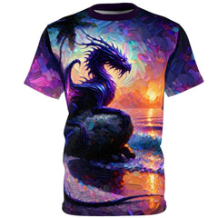 Majestic Purple Dragon Unisex Tee - Subtle Blue M