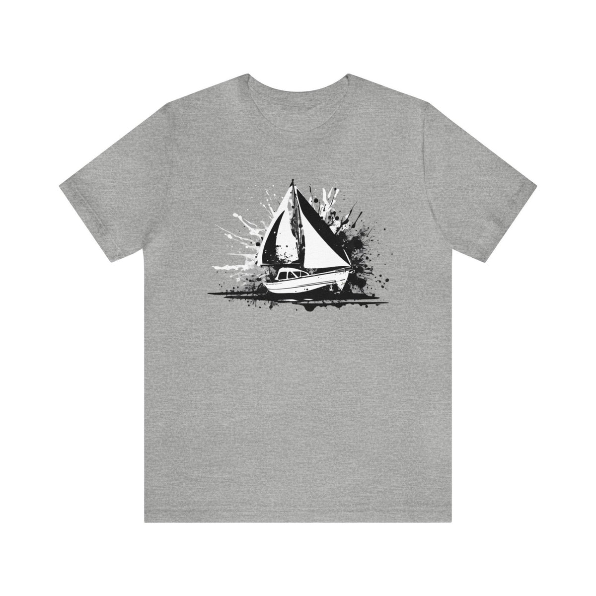 Monochrome Mariner Unisex Short Sleeve Tee, abstract sailboat shirt, sailing fashion, Athletic Heather - Subtle Blue M