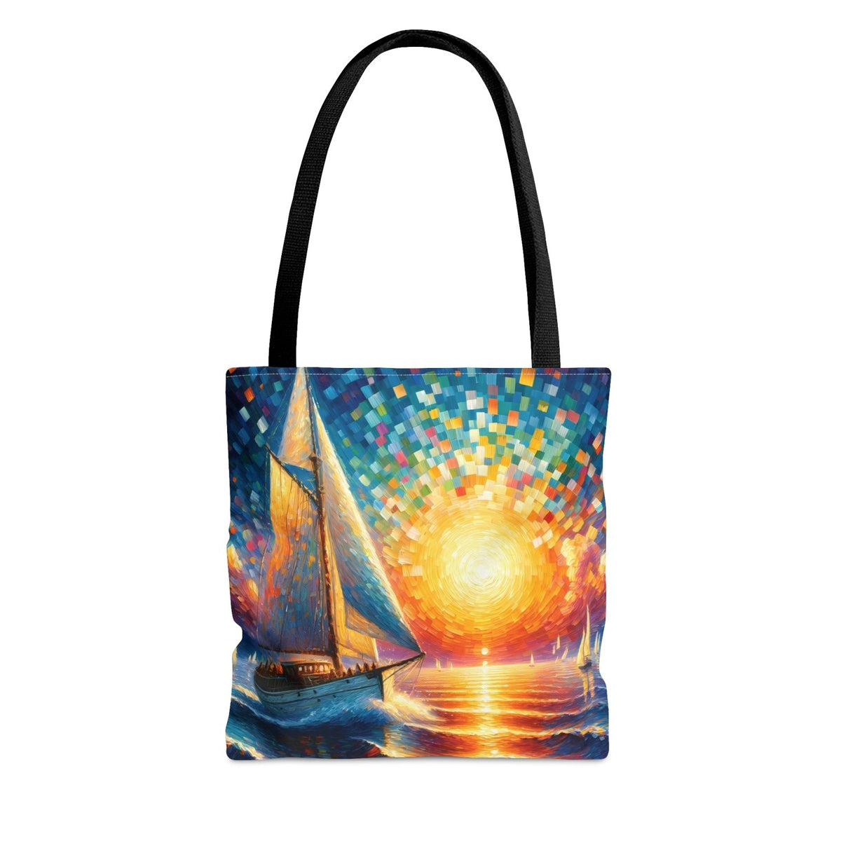 Mosaic Voyage Tote Bag, sailing tote, nautical fashion, sailboat mosaic bag - Subtle Blue M