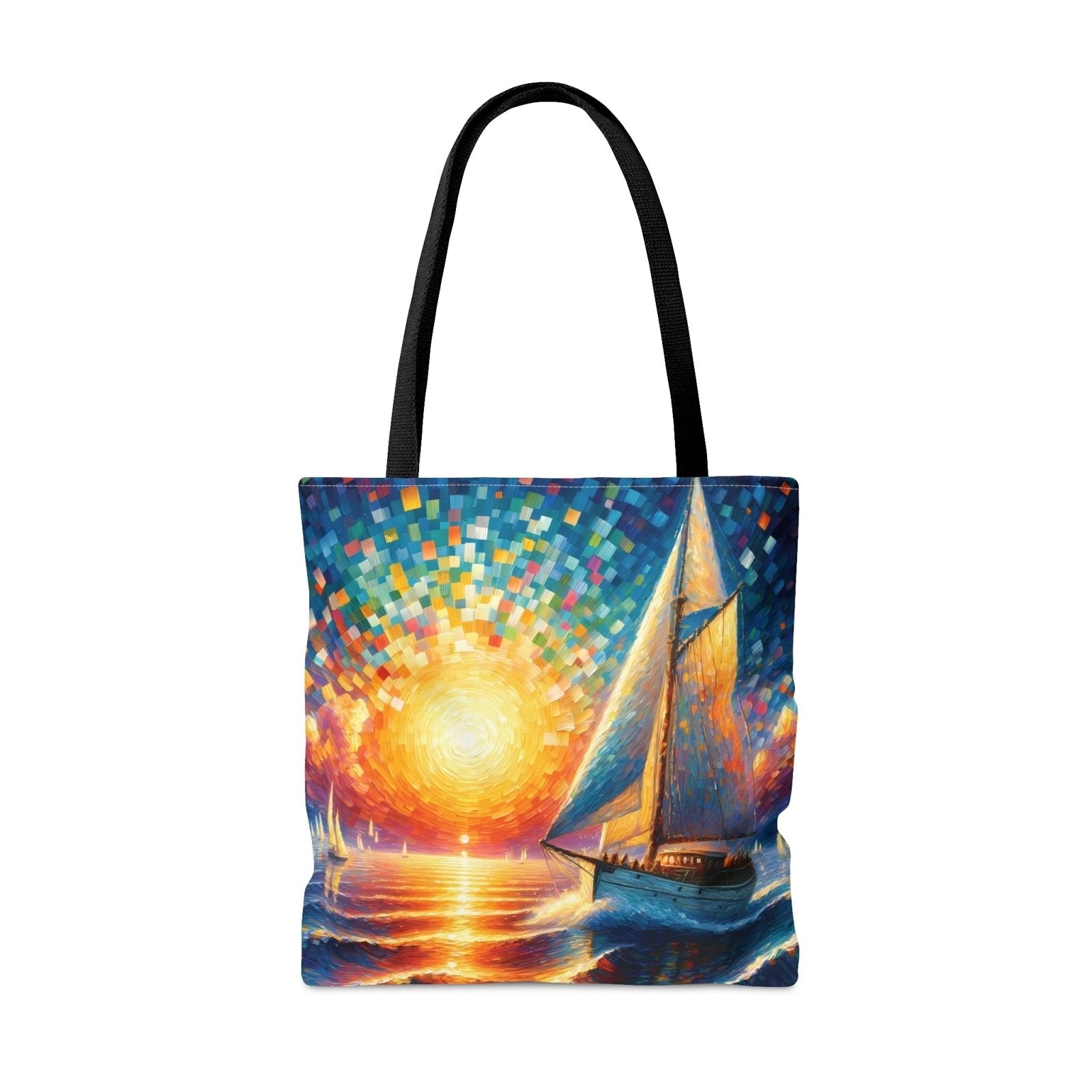 Mosaic Voyage Tote Bag, sailing tote, nautical fashion, sailboat mosaic bag - Subtle Blue M