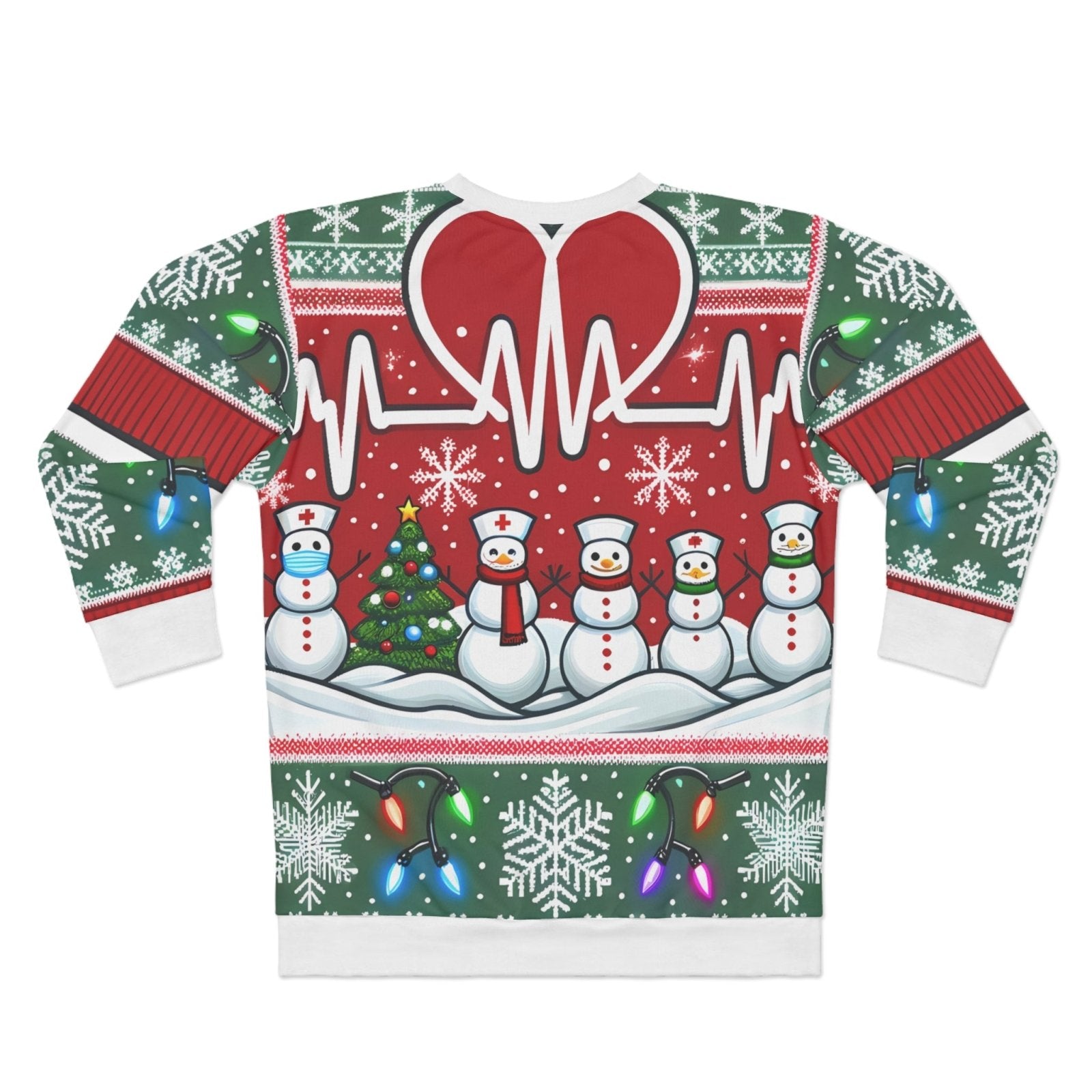 Nurse Ugly Christmas Sweater - Snowy Care, nurse apparel, nursing sweatshirt - Subtle Blue M