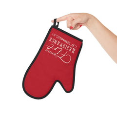 Oven Glove Mitt Potholder TTRPG Gift - DnD Mitten of Fire Resistance Red and White - Subtle Blue M