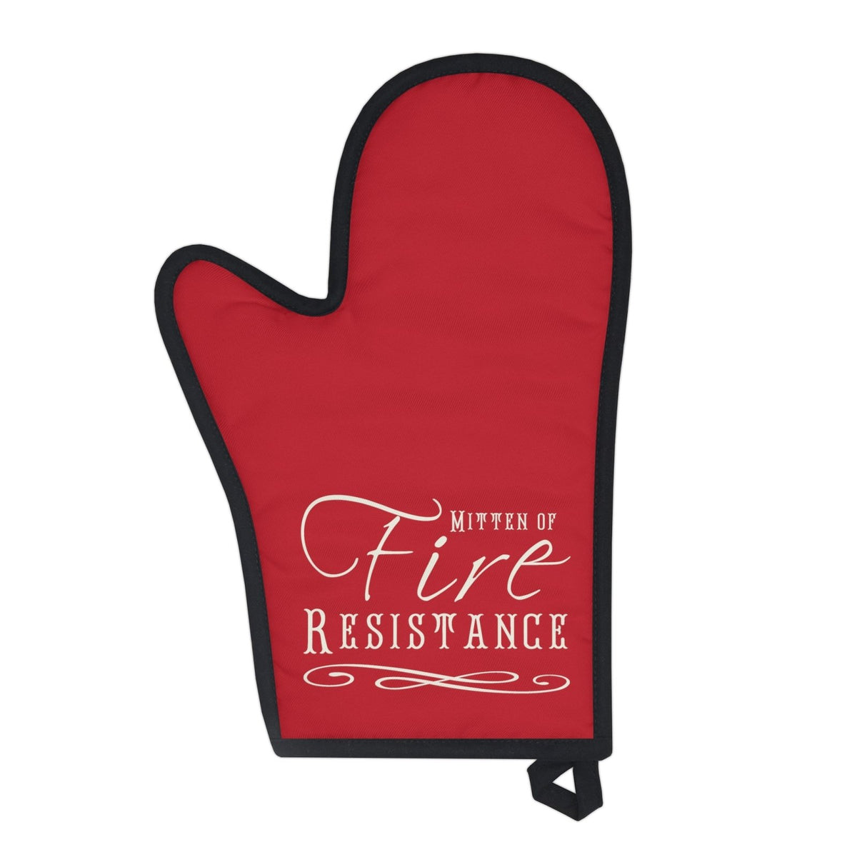 Oven Glove Mitt Potholder TTRPG Gift - DnD Mitten of Fire Resistance Red and White - Subtle Blue M