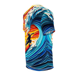 Papercraft Surfer Sunset Unisex Tee - Subtle Blue M
