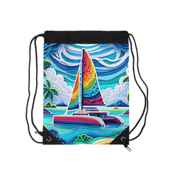 Papercut Sea Breeze Drawstring Bag - Subtle Blue M