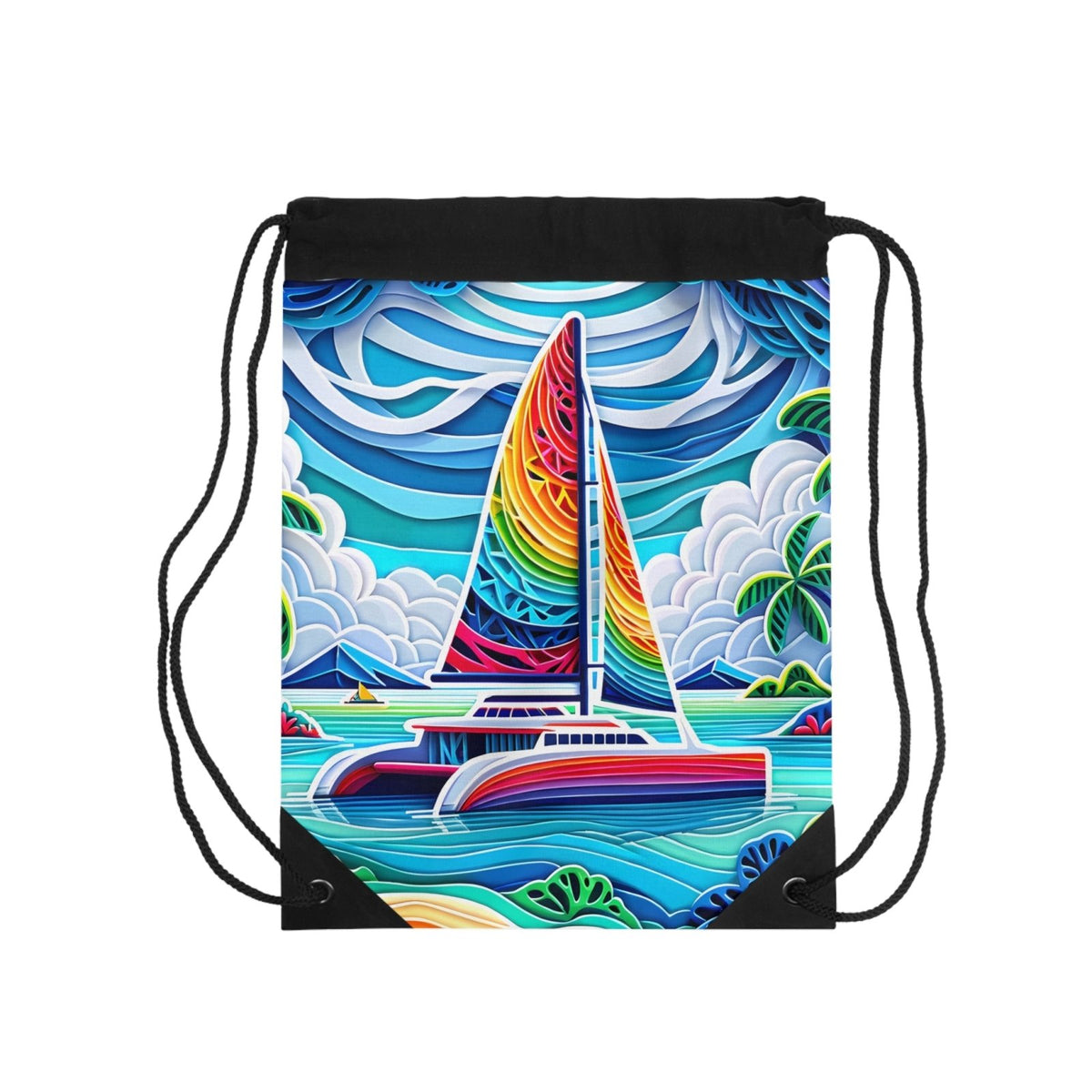 Papercut Sea Breeze Drawstring Bag - Subtle Blue M