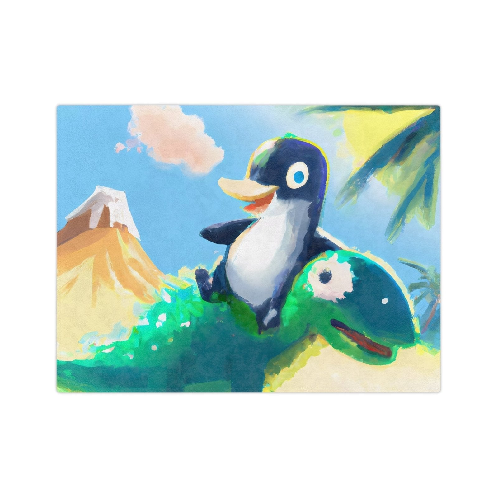 Penguin's Dino Safari Velveteen Minky Blanket, cozy blanket, kids fleece - Subtle Blue M