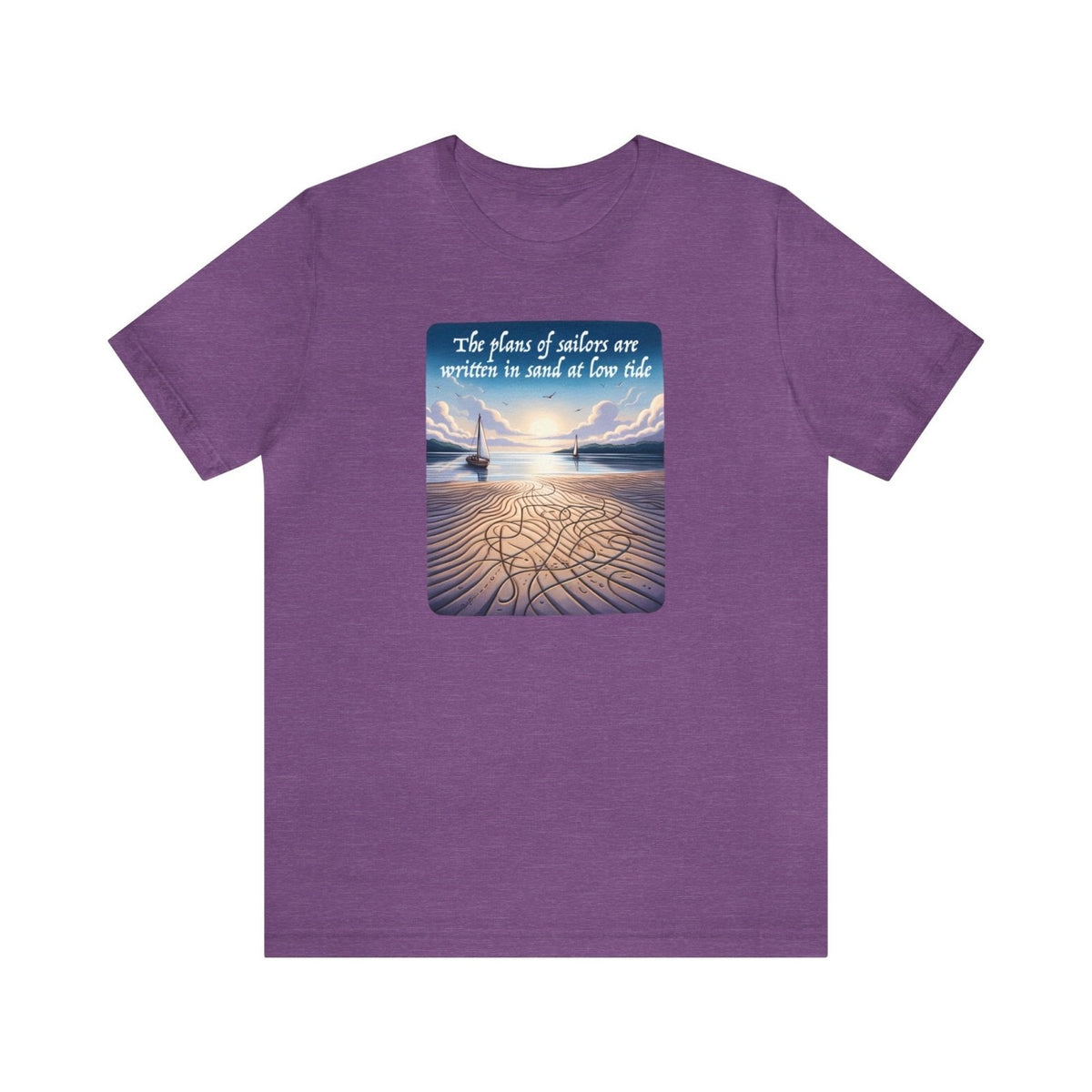 Plans of Sailors Unisex Short Sleeve Tee, sailing apparel, nautical shirt, oceanic fashion, Heather Team Purple - Subtle Blue M