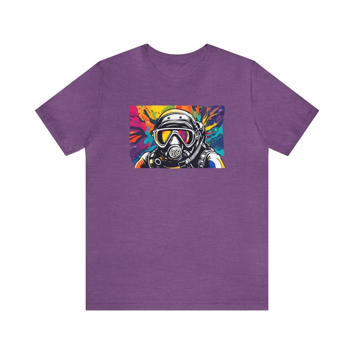 Psychedelic Ocean Explorer Unisex Short Sleeve Tee, diving themed apparel, scuba ishirt, Heather Team Purple - Subtle Blue M