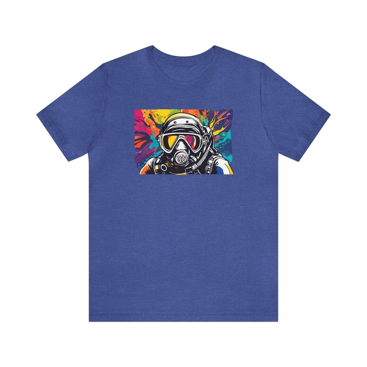 Psychedelic Ocean Explorer Unisex Short Sleeve Tee, diving themed apparel, scuba ishirt, Heather True Royal - Subtle Blue M