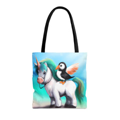 Puffincorn Tote, unicorn bag, puffin accessories - Subtle Blue M