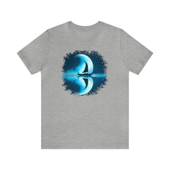 Sailing Through the Moon Unisex T-Shirt, sailboat art shirt, nautical apparel, Athletic Heather - Subtle Blue M