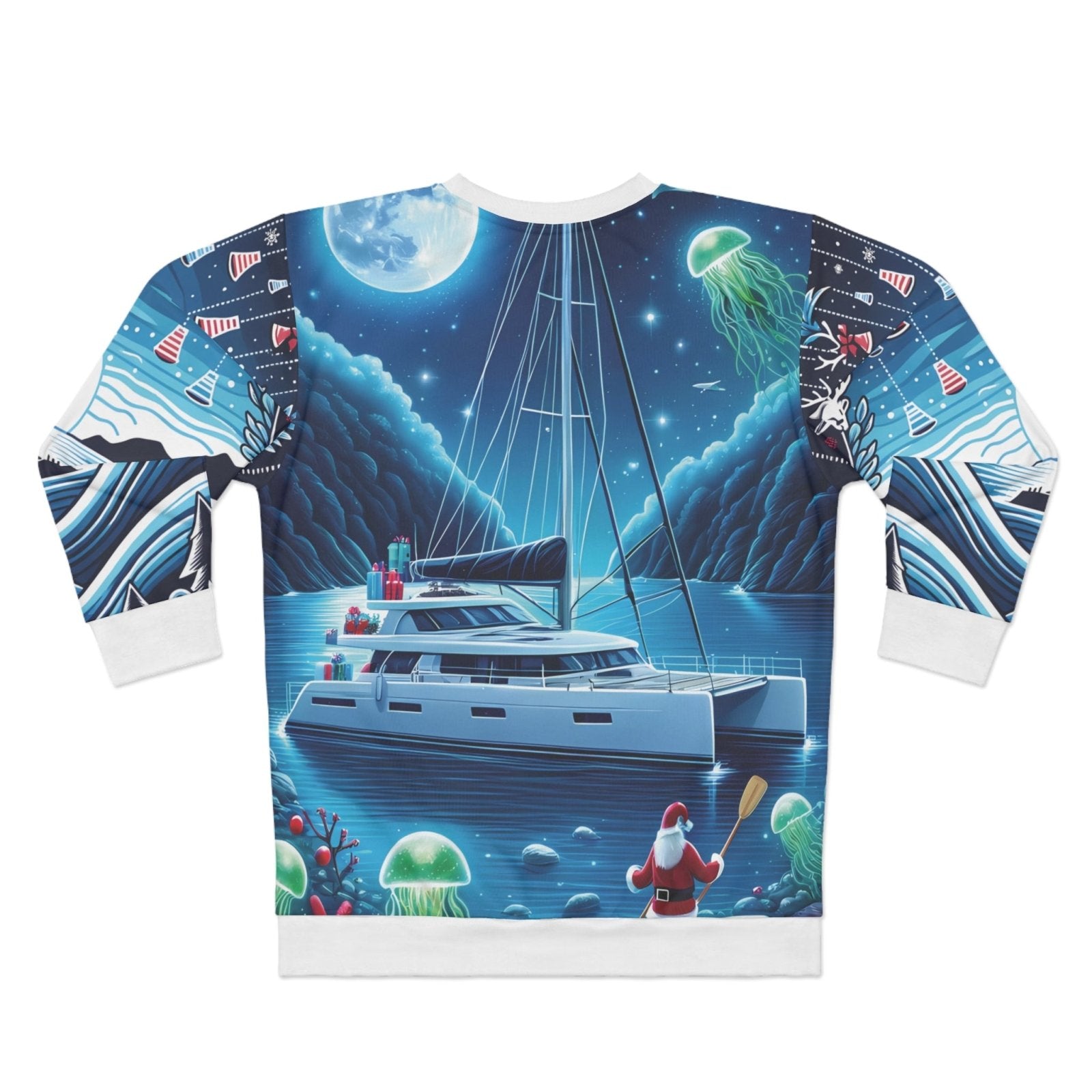Sailing Ugly Christmas Sweater - Seaside Christmas, sailing apparel, nautical holiday sweatshirt - Subtle Blue M