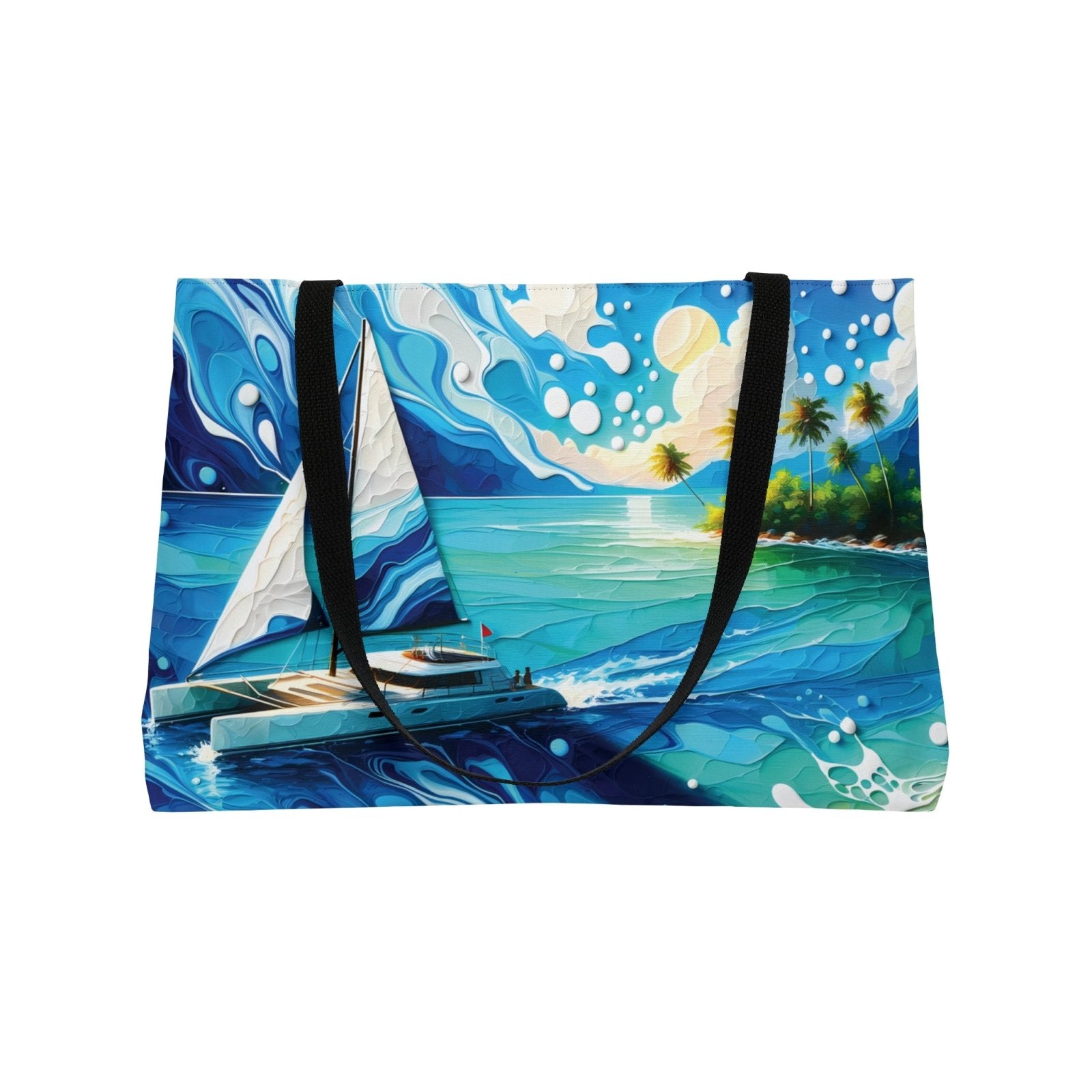 Seaside Escape Large Tropical Tote Bag - Subtle Blue M