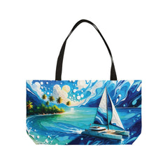 Seaside Escape Large Tropical Tote Bag - Subtle Blue M