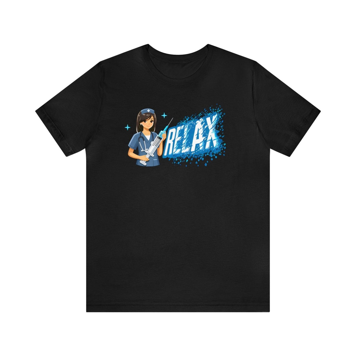 Sedative Serenade Unisex Short Sleeve Tee, nurse humor, nurse fashion, nursing shirt, Black - Subtle Blue M