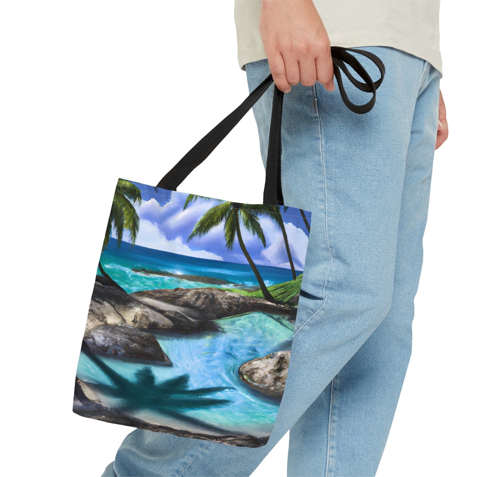 Sunny Lagoon Tote Bag (AOP) - Subtle Blue M