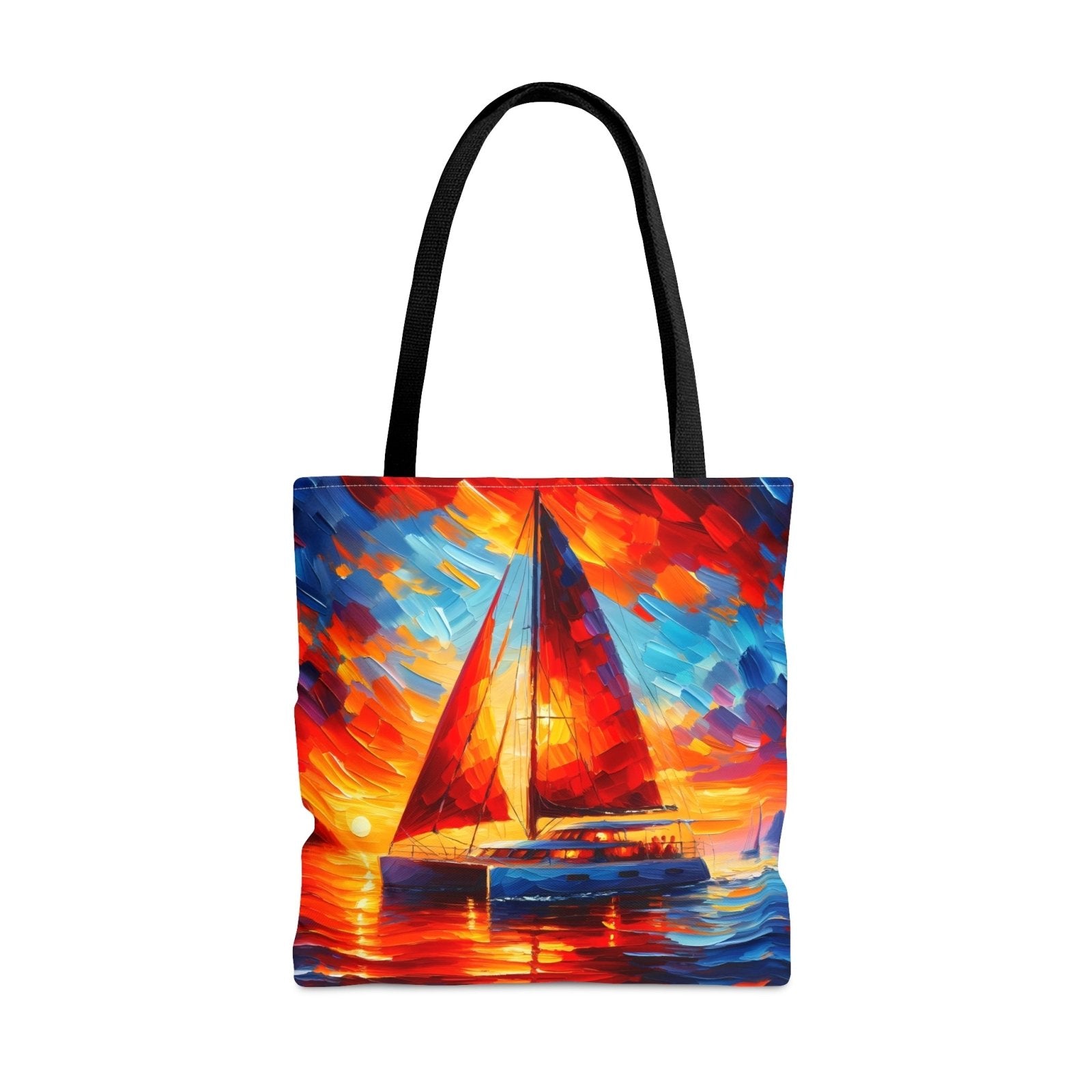 Sunset Catamaran Tote Bag, sailing tote, catamaran bag, liveaboard tote, cruising bag - Subtle Blue M