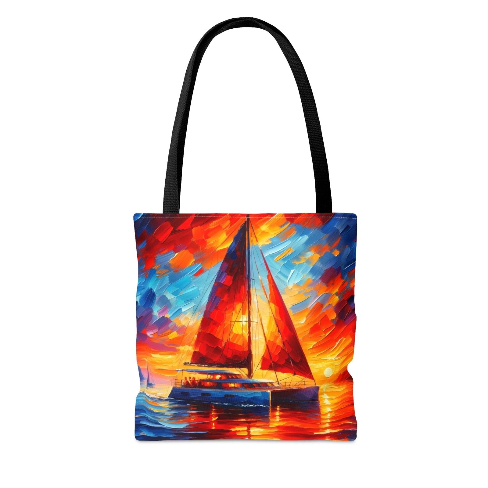 Sunset Catamaran Tote Bag, sailing tote, catamaran bag, liveaboard tote, cruising bag - Subtle Blue M