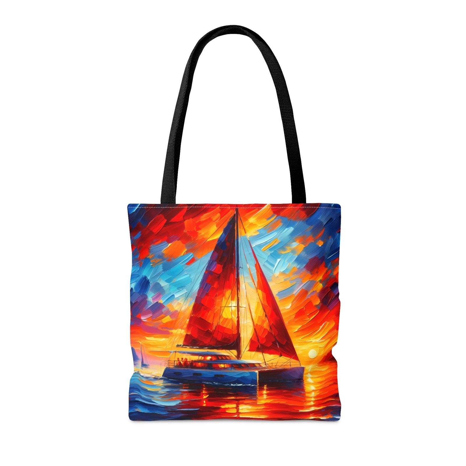 Sunset Catamaran Tote Bag, sailing tote, catamaran bag, liveaboard tote, cruising bag - Subtle Blue M