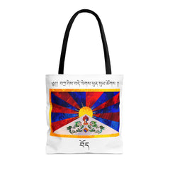 Tashi Delek White Tote Bag - Subtle Blue M