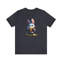 Tough Bunny Unisex Short Sleeve Tee, bunny apparel, rabbit fashion, Heather Navy - Subtle Blue M