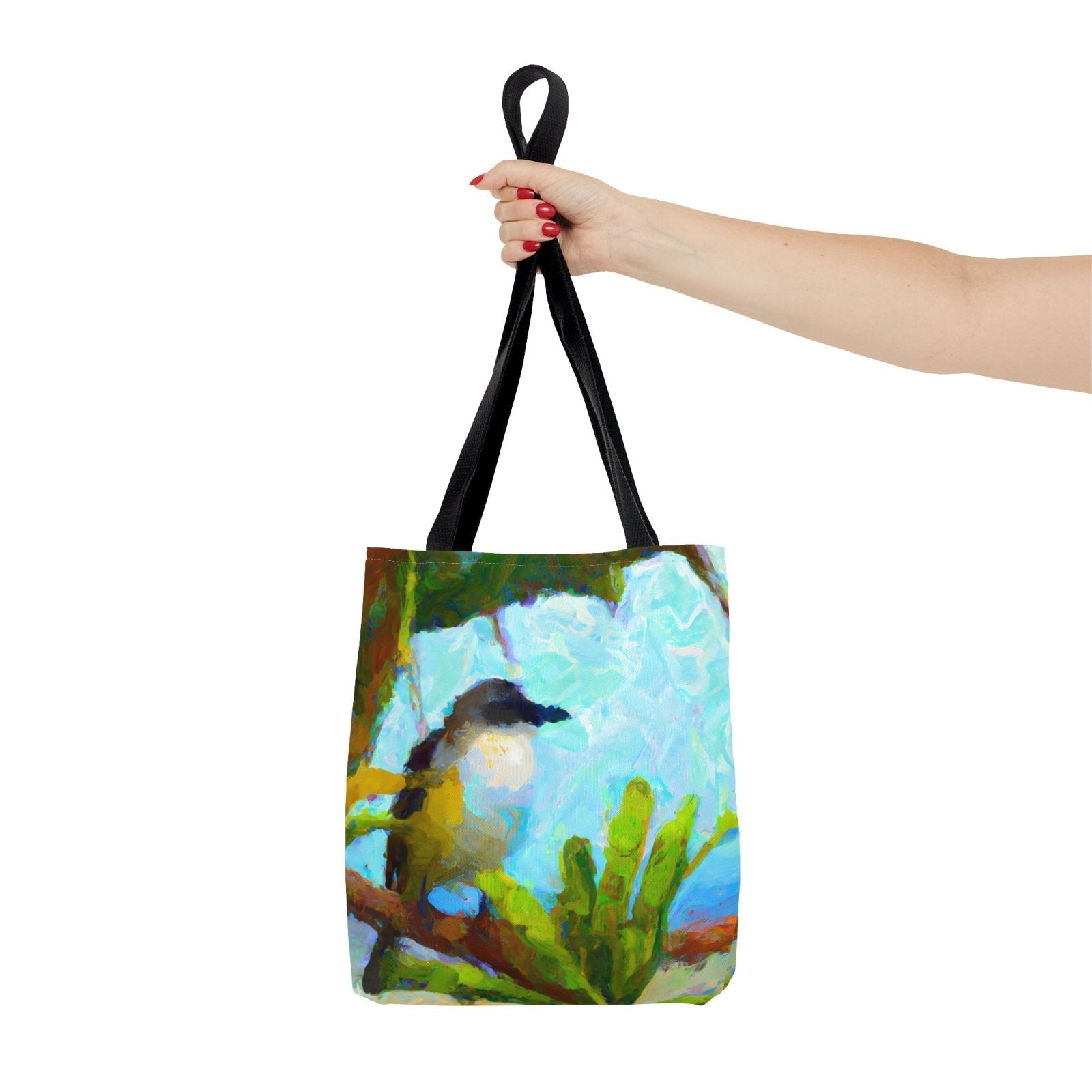 Tropical Bird Tote Bag, birdwatching accessories, bird inspired fashion - Subtle Blue M