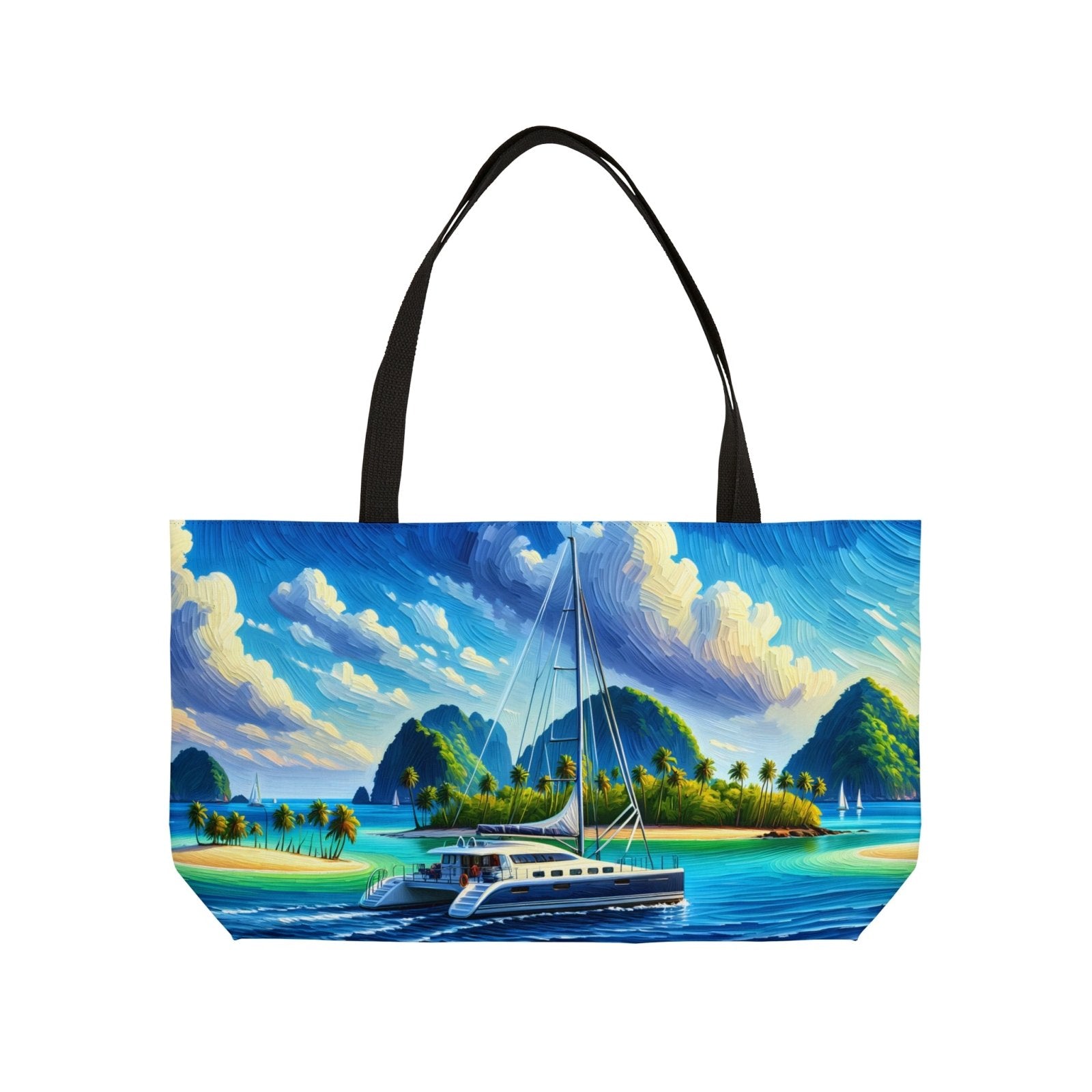 Tropical Sailscape Weekender Tote Bag - Subtle Blue M