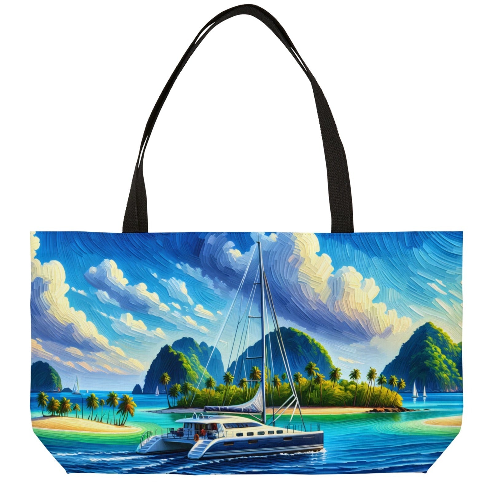 Tropical Sailscape Weekender Tote Bag - Subtle Blue M