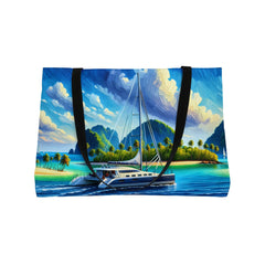 Tropical Sailscape Weekender Tote Bag - Subtle Blue M